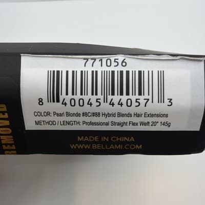 Bellami Flex Weft 20” PEARL BLONDE #8C/88 New Uncut 32” Spine 120g Remy Human - Thumbnail 2