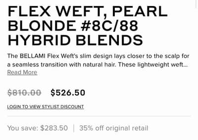 Bellami Flex Weft 20” PEARL BLONDE #8C/88 New Uncut 32” Spine 120g Remy Human - Thumbnail 6