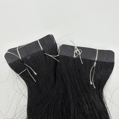 2x Glam Seamless 20” Curl 3A Tape in Hair Extensions #1 Jet Black Two Pack NEW - Thumbnail 4