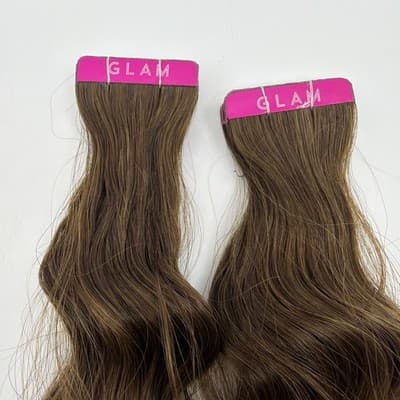 2x Glam Seamless 20” Curl 3A Tape in Hair Extensions #3 Chocolate Brown NEW - Thumbnail 3