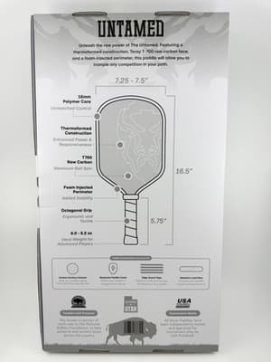 Bison Paddles Pickleball Paddles UNTAMED Raw Carbon Face Foam Injected NEW $149 - Thumbnail 2