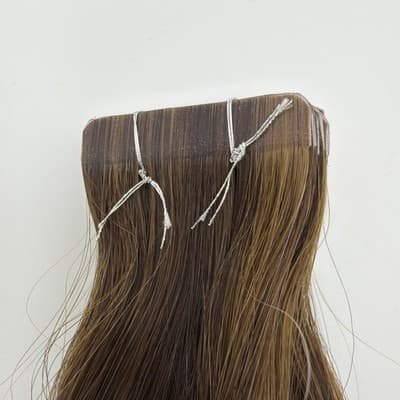 Glam Seamless 20” Body Wave Tape in Hair Extensions Rooted Honey Brown #8 NEW - Thumbnail 4