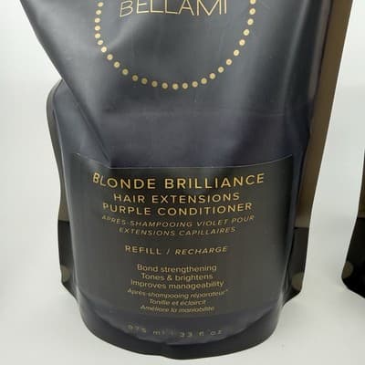 Bellami Professional Hair Blonde Purple Shampoo + Conditioner Set Extension Safe - Thumbnail 2