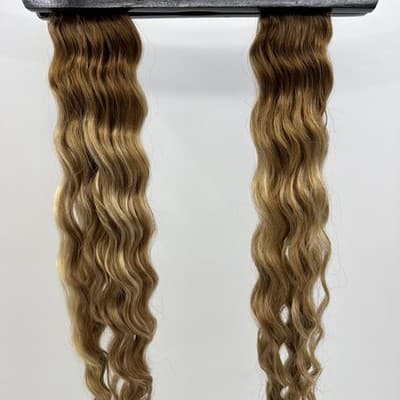 2x Glam Seamless 20” Curl 3A Tape in Hair Extensions Root Toffee Swirl Highlight - Thumbnail 10