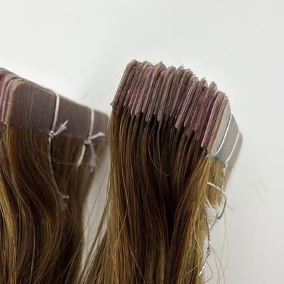 2x Glam Seamless 20” Curl 3A Tape in Hair Extensions Root Toffee Swirl Highlight - Thumbnail 7