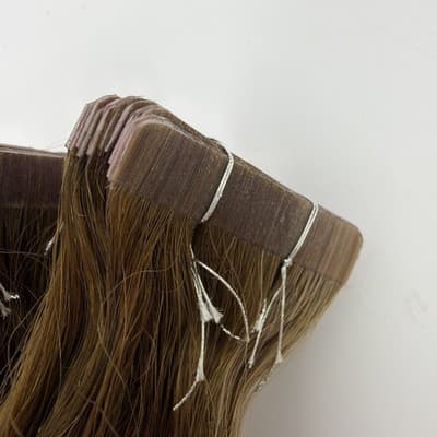 2x Glam Seamless 20” Curl 3A Tape in Hair Extensions Root Toffee Swirl Highlight - Thumbnail 8