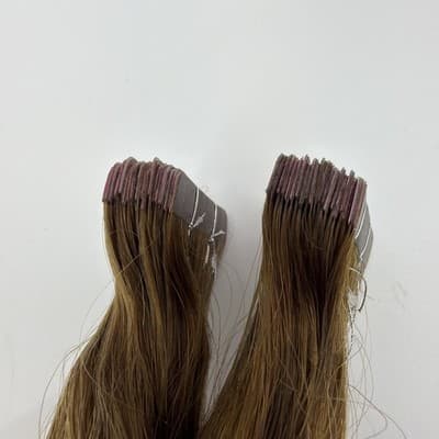 2x Glam Seamless 20” Curl 3A Tape in Hair Extensions Root Toffee Swirl Highlight - Thumbnail 6