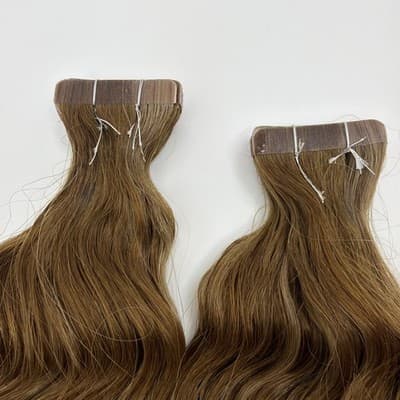 2x Glam Seamless 20” Curl 3A Tape in Hair Extensions Root Toffee Swirl Highlight - Thumbnail 4