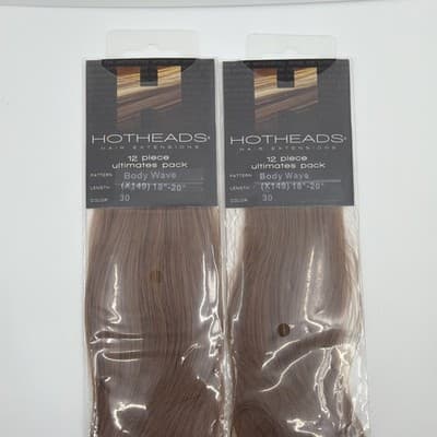 HOTHEADS 2 PACK Ultimates Tape In Extensions 18-20” #30 Light Red Brown NEW - Thumbnail 3
