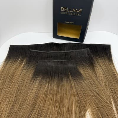Bellami Flex Weft 16” Off Black Mocha Crème 3 SECTIONS READ DESCRIPTION! - Thumbnail 7