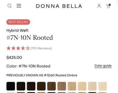 Donna Bella Hybrid Weft Extension Half Pack 22” #7N-10N Rooted NEW Remy Hair - Thumbnail 6