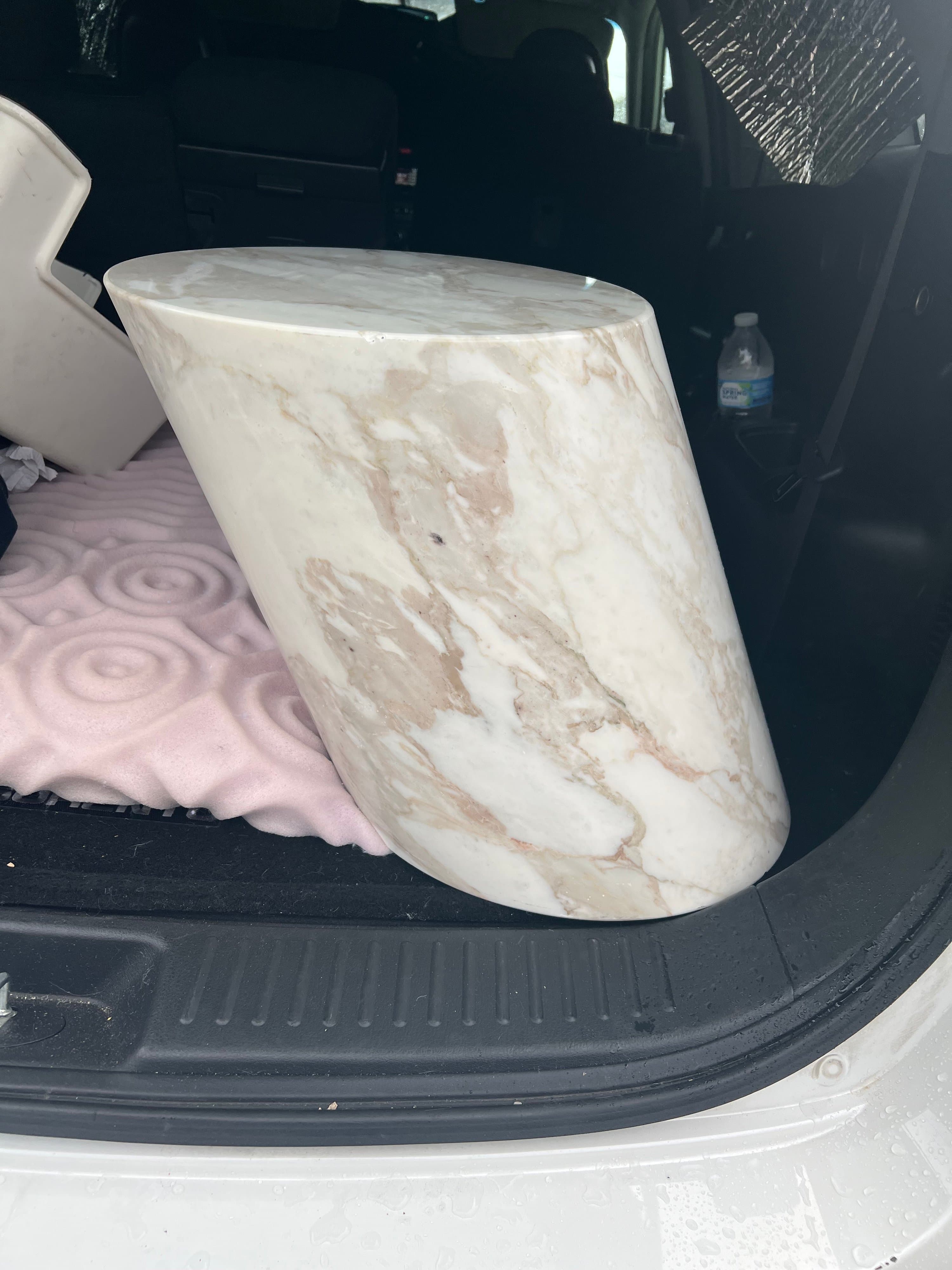Vintage Solid Marble Cylindrical Plinth Accent Table - Thumbnail 5