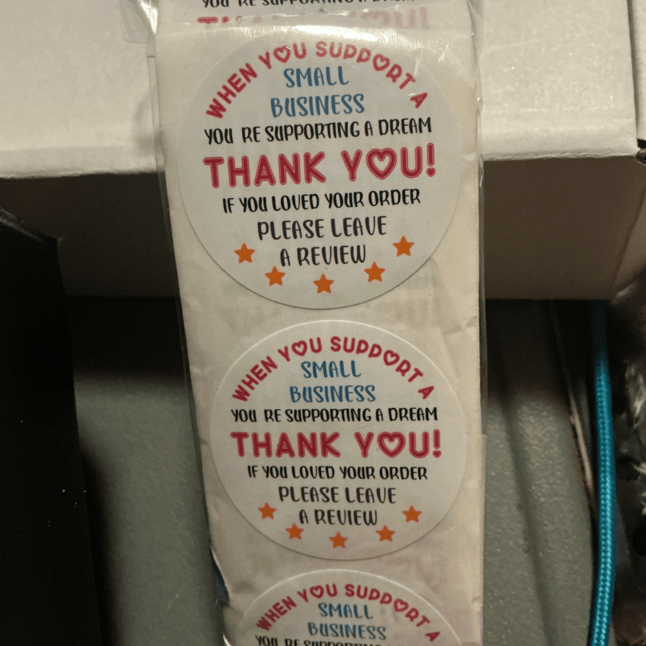 ★ 100 Small Business Thank You Review Stickers | Round Packaging Labels