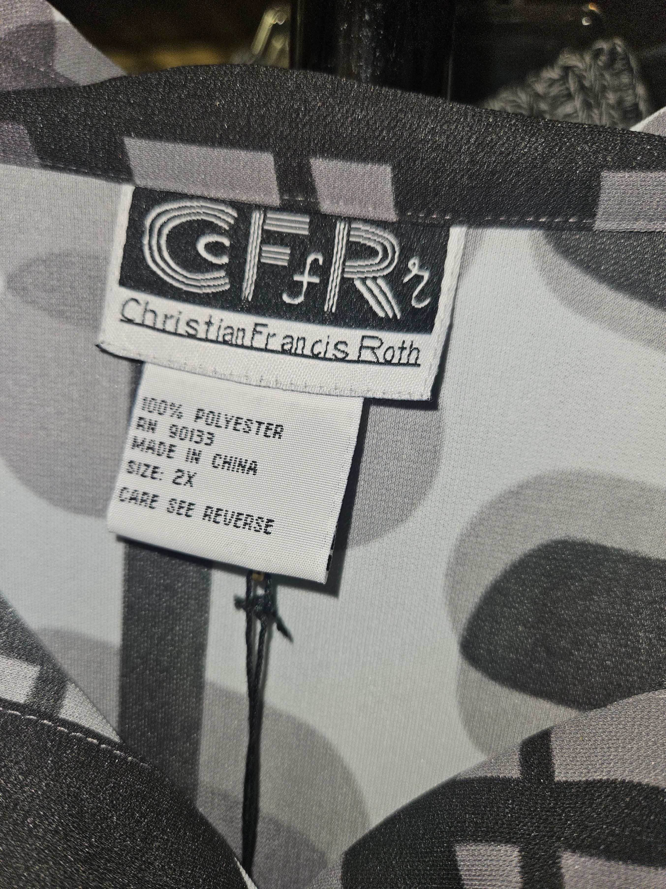 CFR Women's Abstract Long Sleeve Button-Up Shirt - Gray - Thumbnail 2