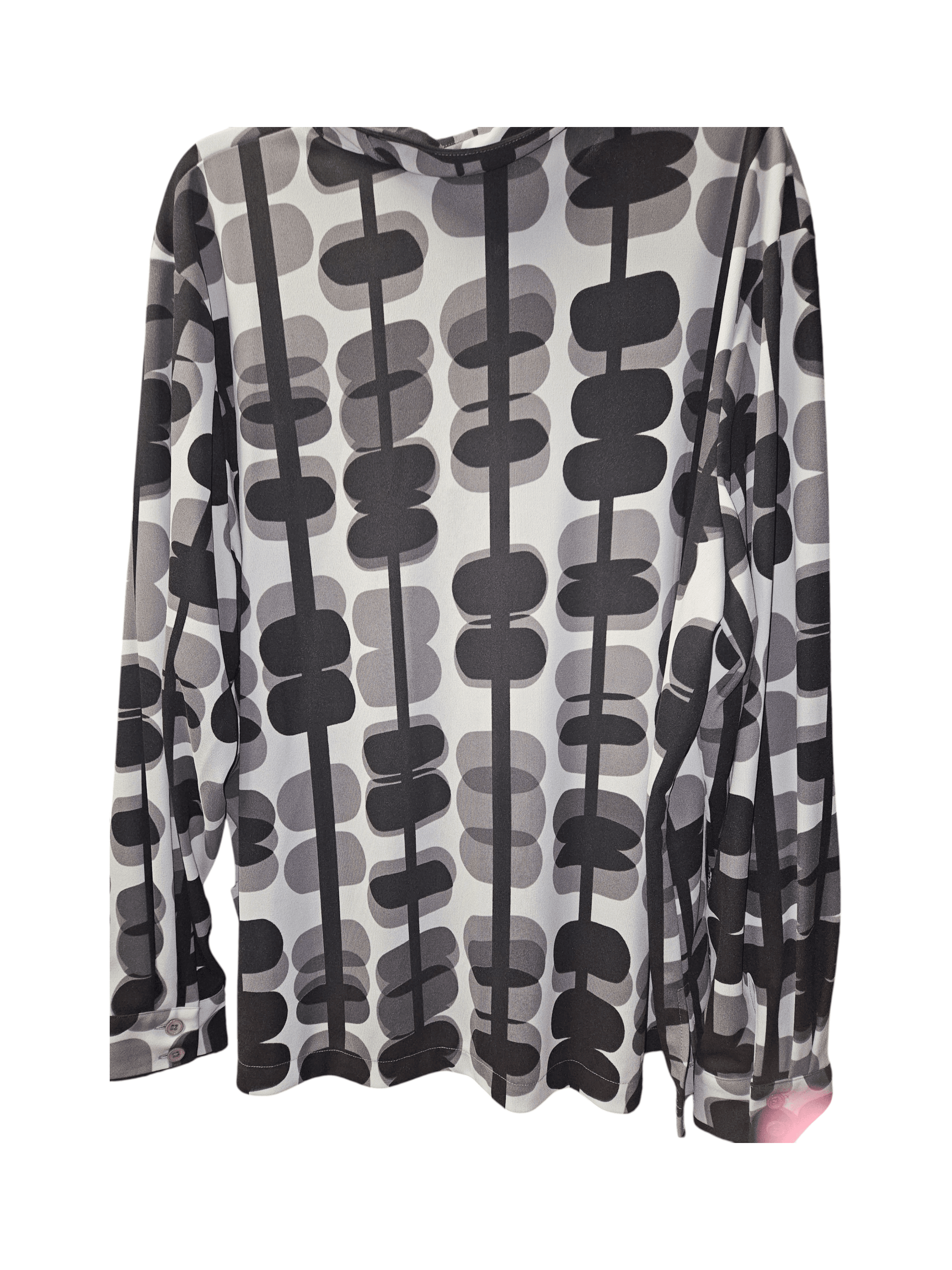 CFR Women's Abstract Long Sleeve Button-Up Shirt - Gray - Thumbnail 3