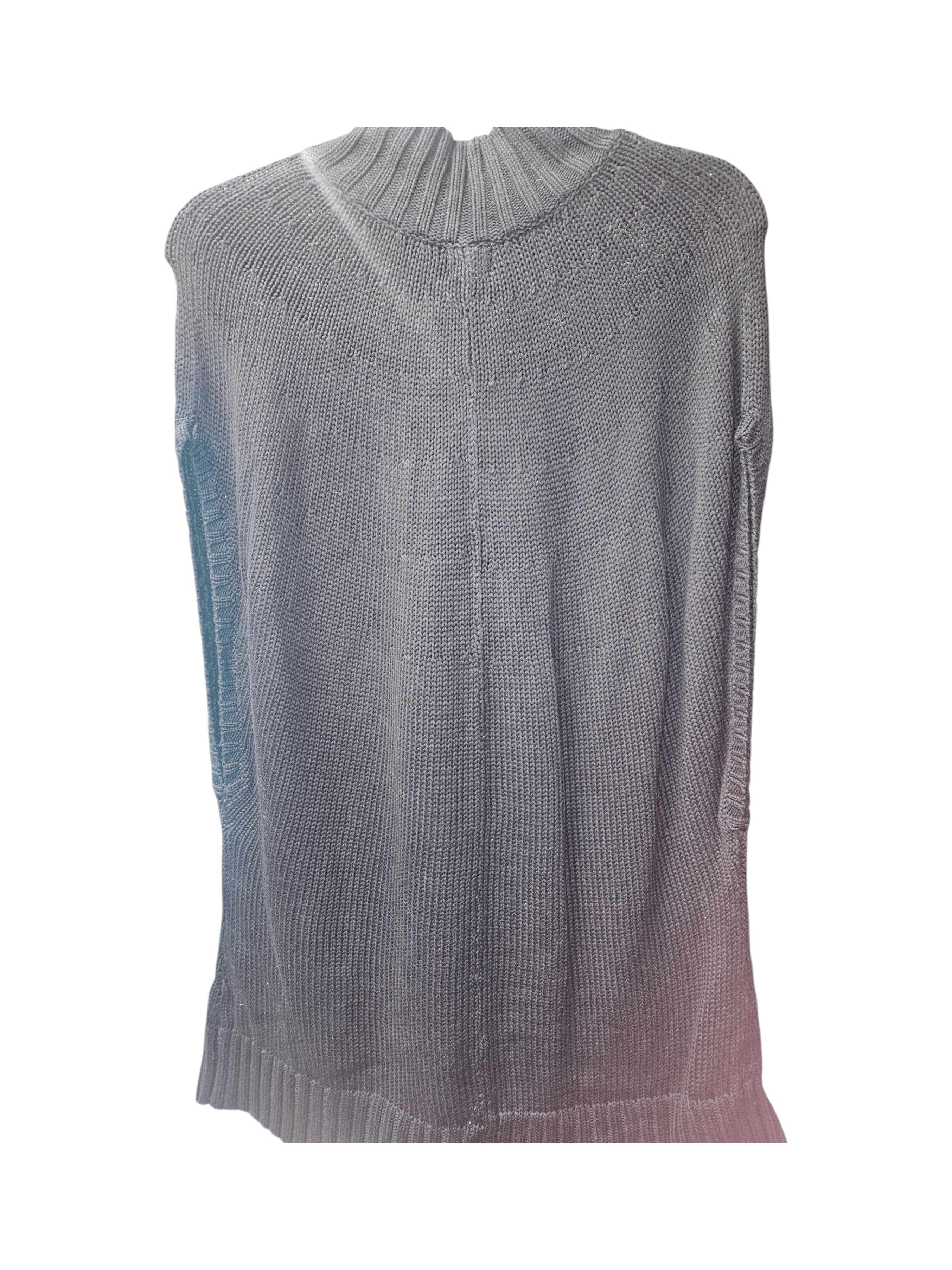 Black Knit Cardigan Sweater with Button Front - Thumbnail 2