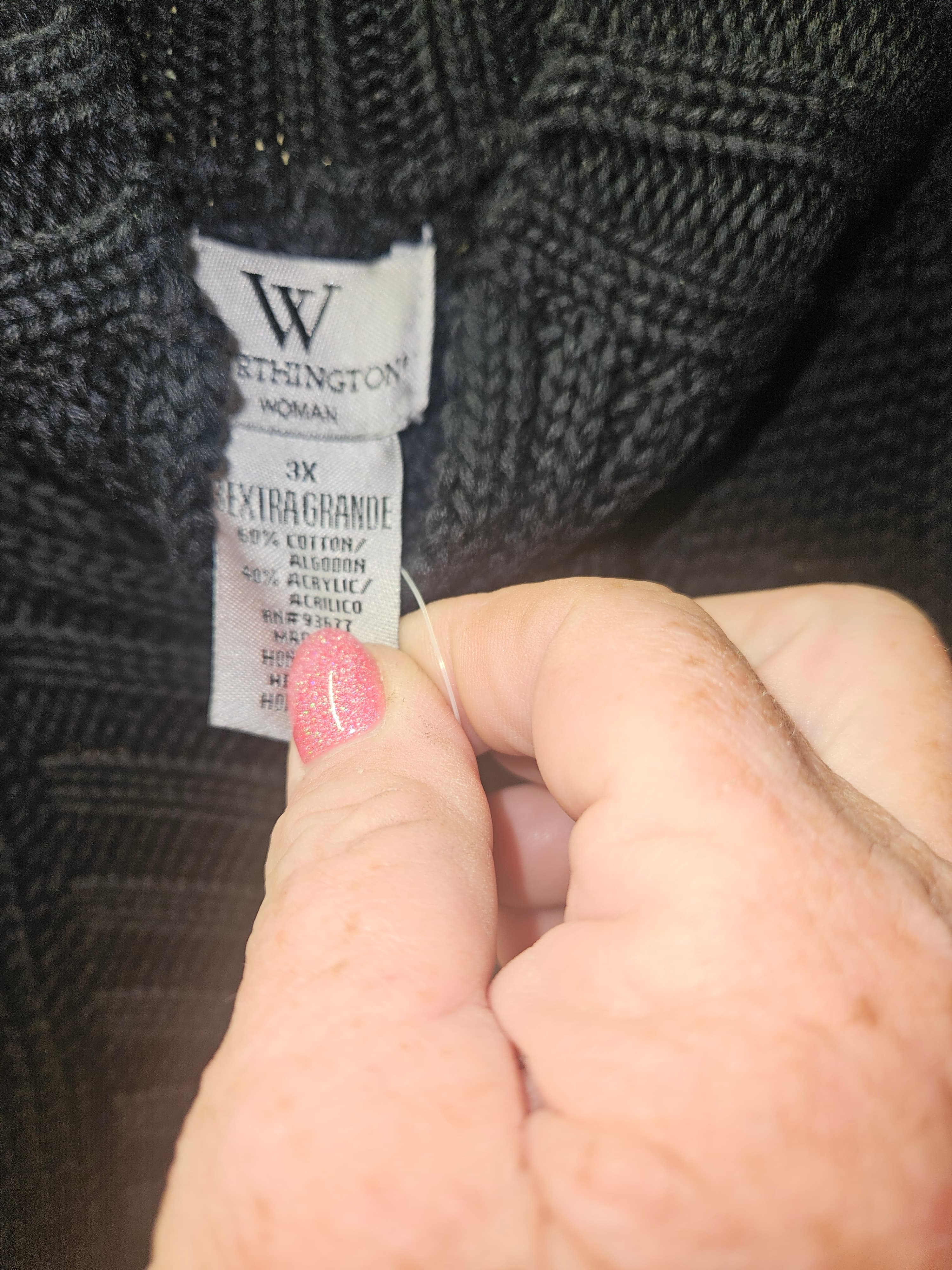 Black Knit Cardigan Sweater with Button Front - Thumbnail 3