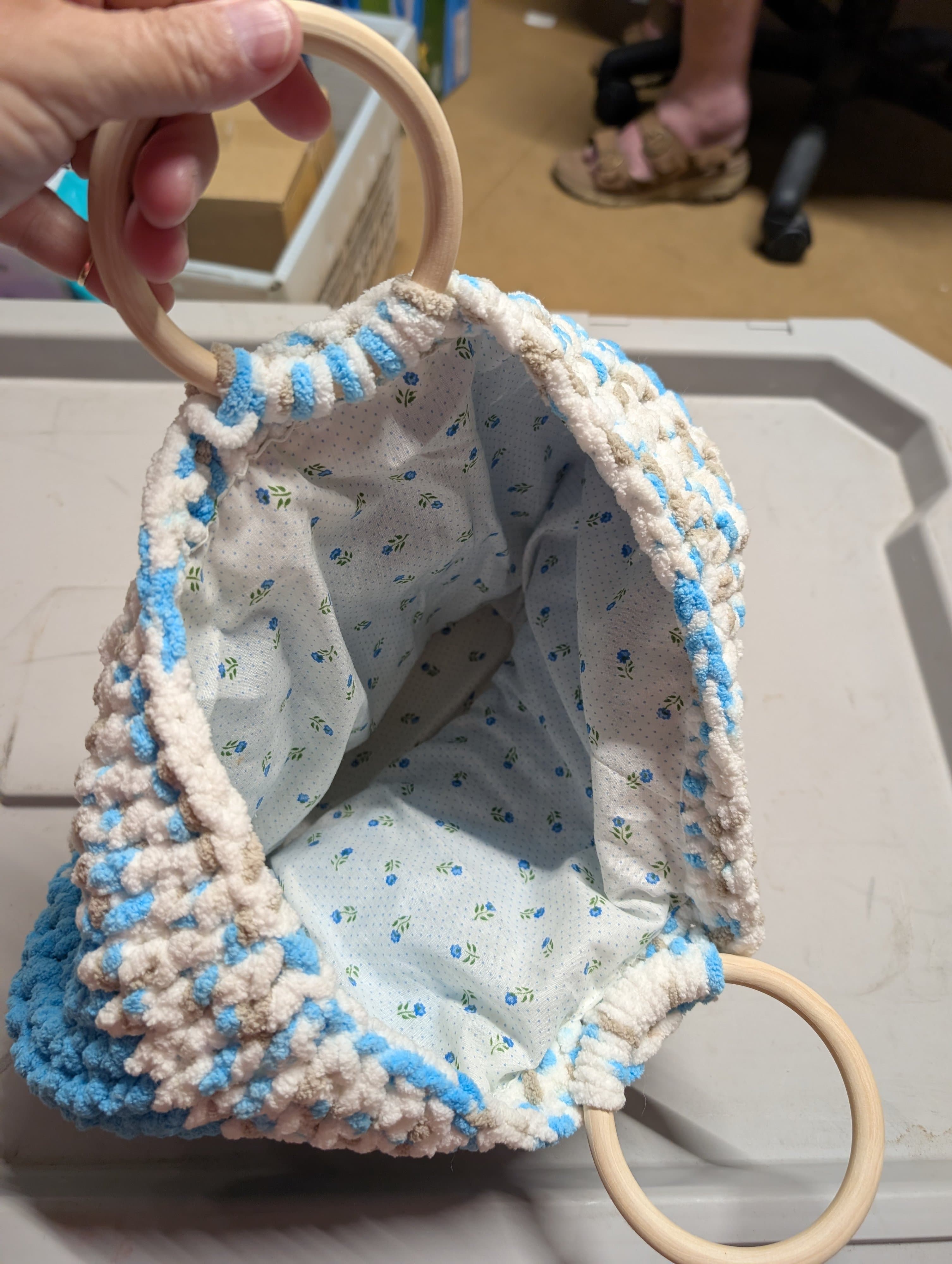 Handmade Floral Crochet Hobo Bag by Cyndi Shelley - Thumbnail 2