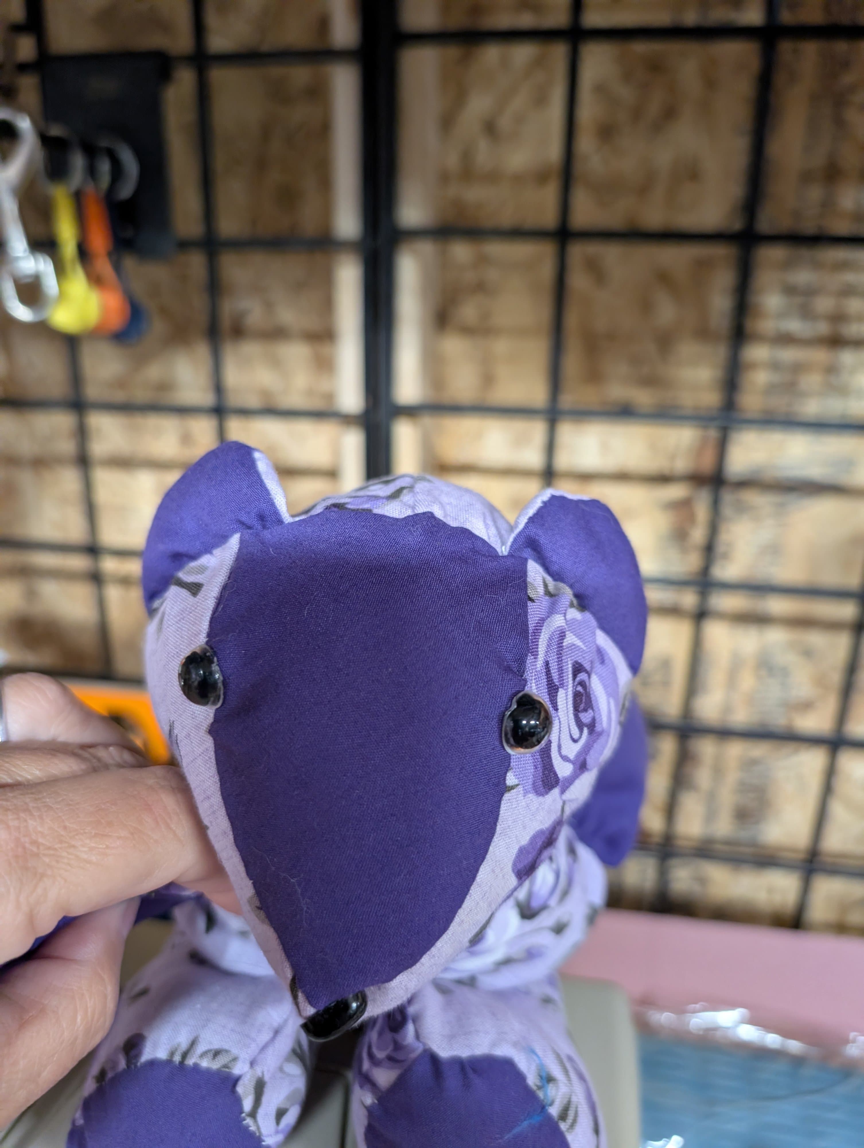 Handmade Floral Purple Teddy Bear Plush Toy - Thumbnail 3