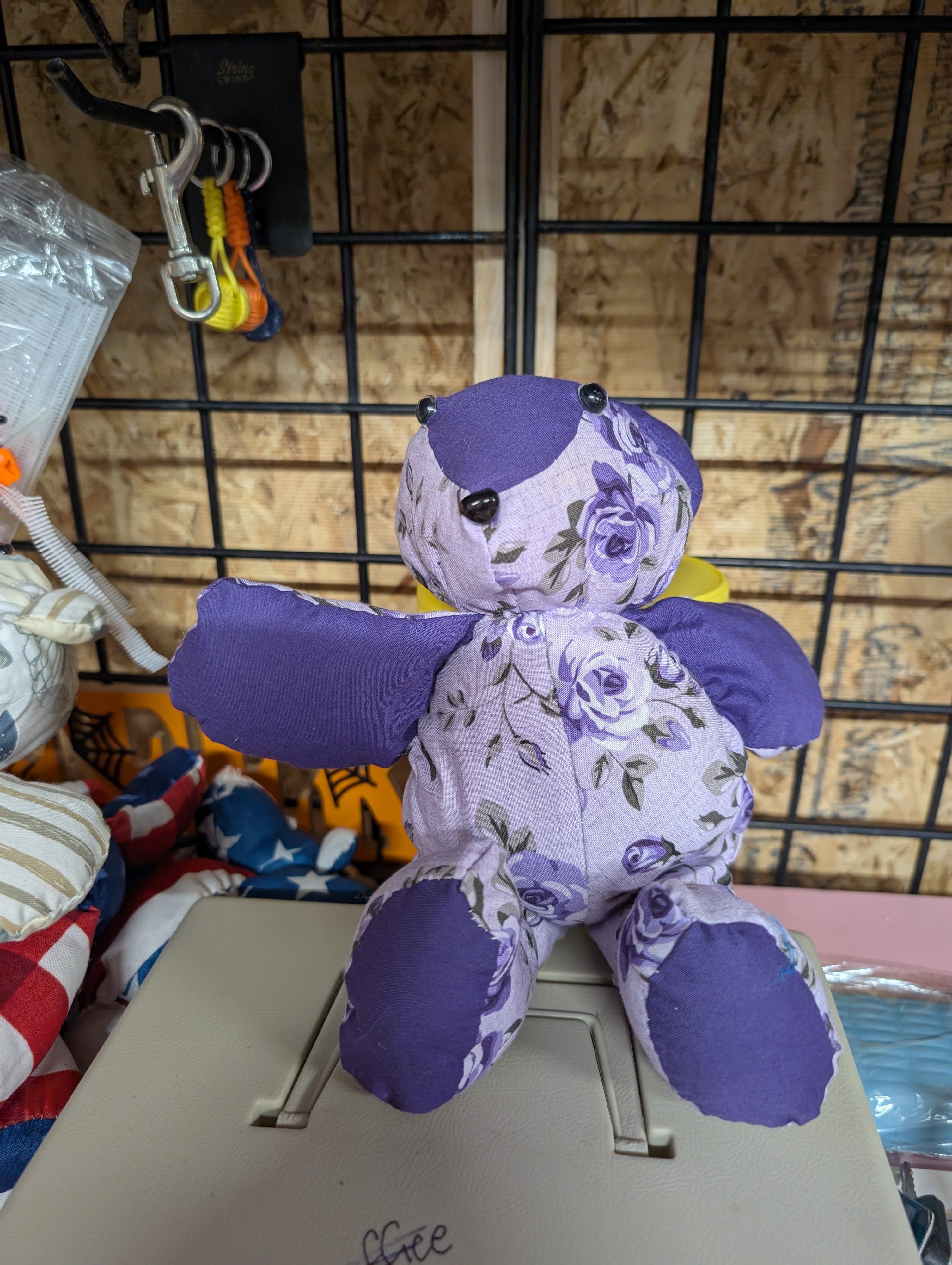 Handmade Floral Purple Teddy Bear Plush Toy