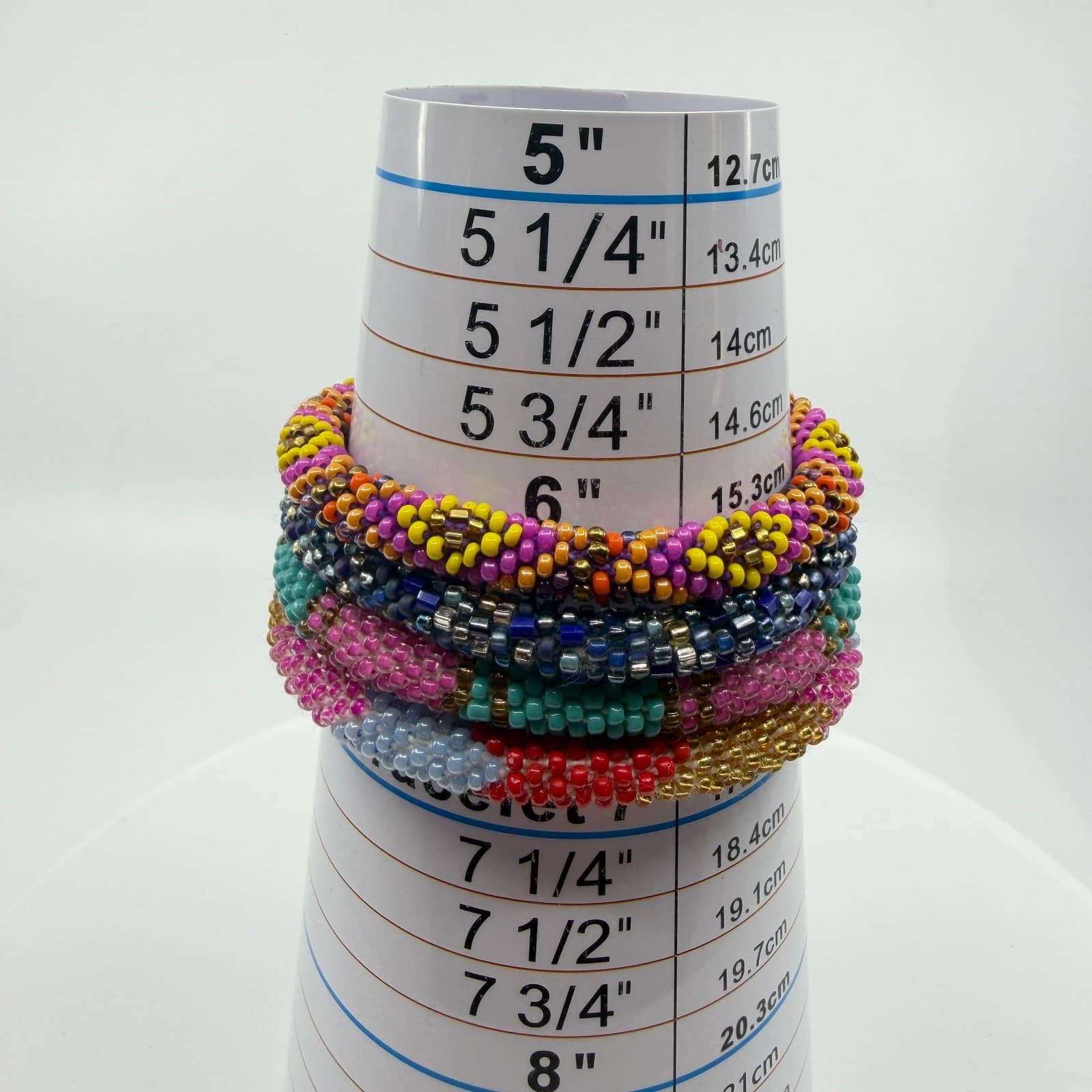Boho Beaded Roll On Bracelet Stack Set Colorful Glass Seed Bead Chunky Gift - Thumbnail 8