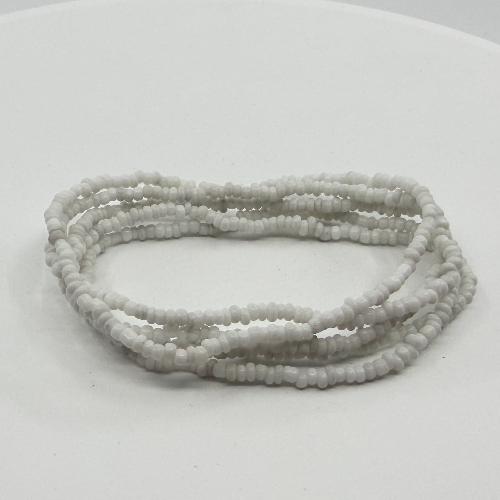 Boho White Seed Bead Multi Strand Layering Stretch Bracelet Minimalist Gift - Thumbnail 4