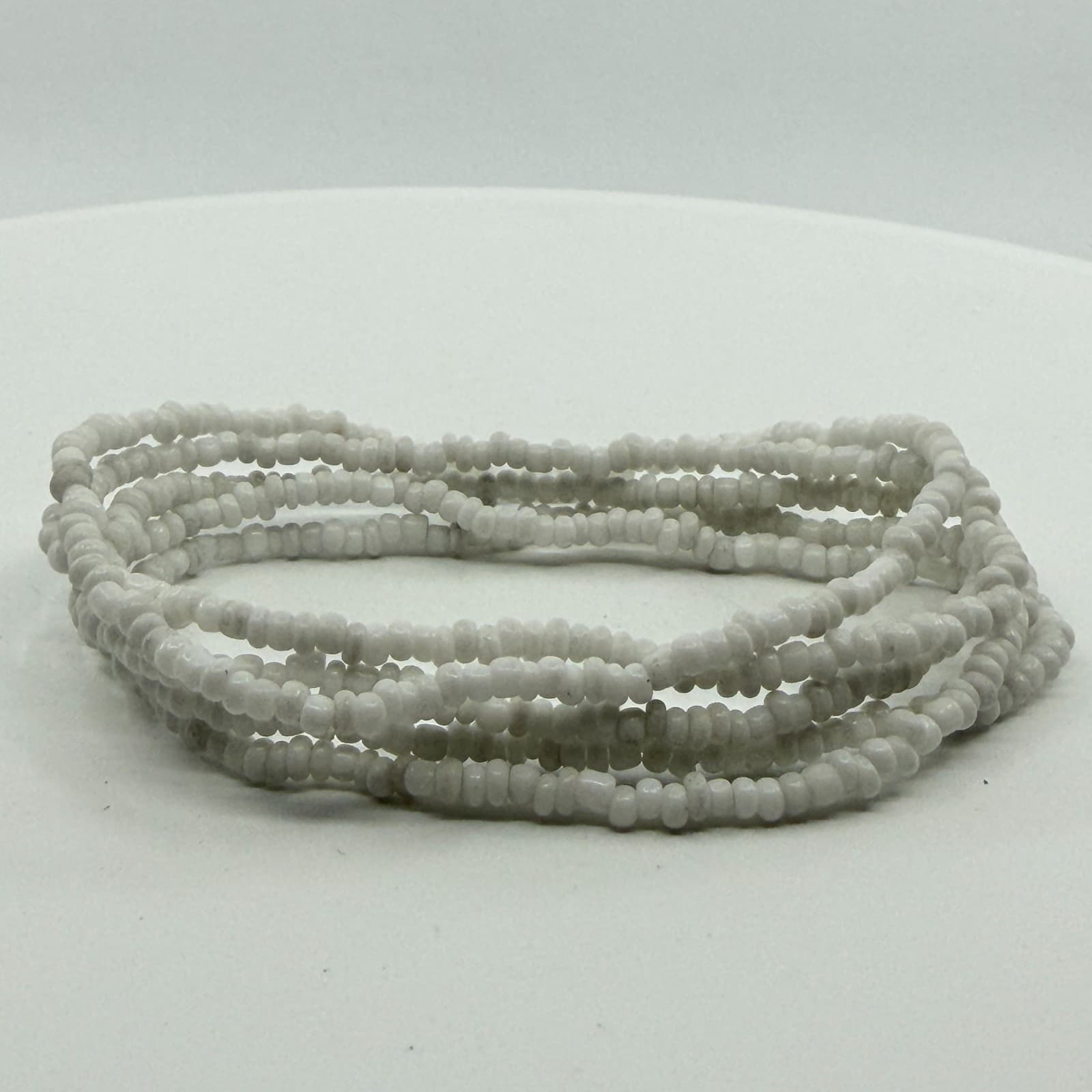 Boho White Seed Bead Multi Strand Layering Stretch Bracelet Minimalist Gift - Thumbnail 5
