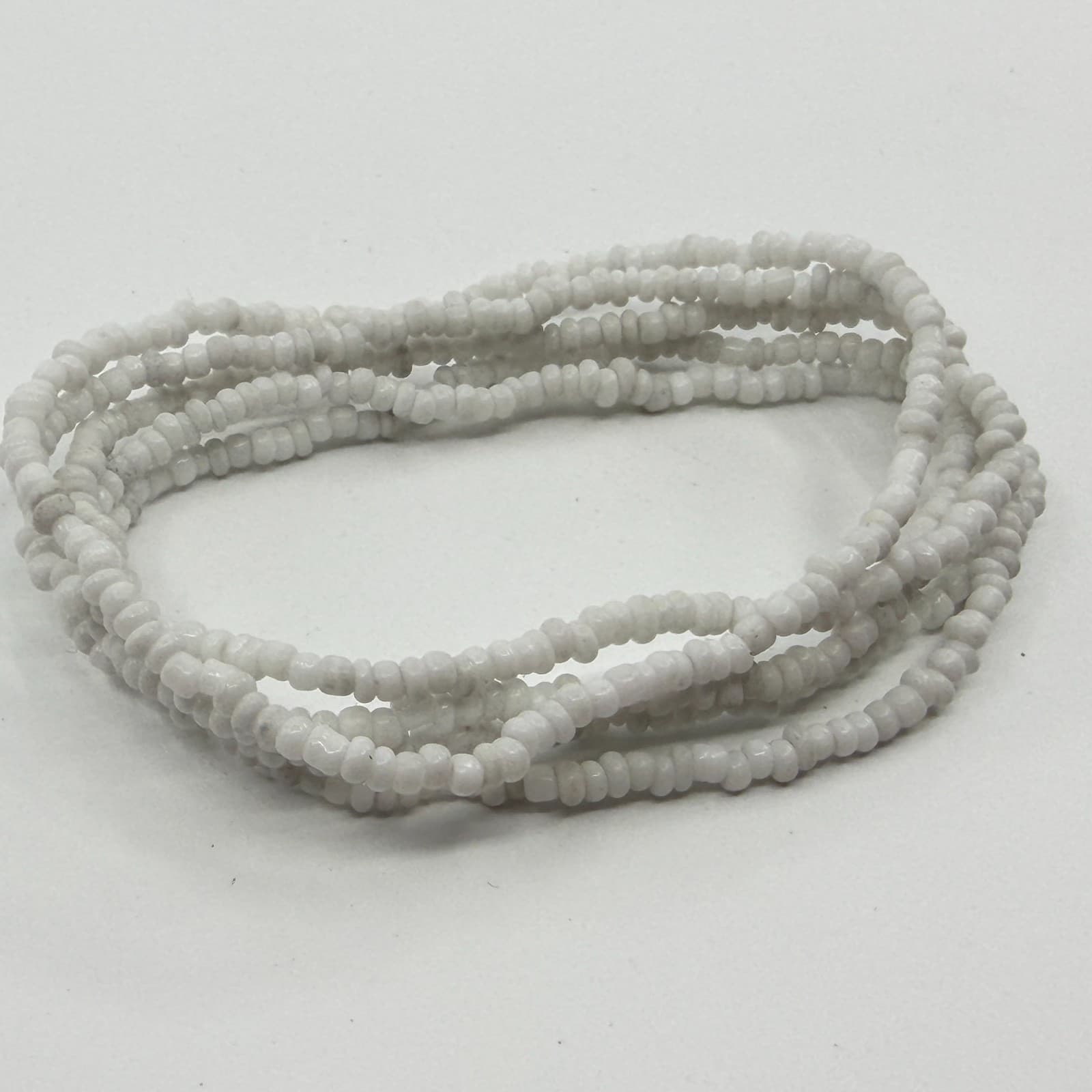 Boho White Seed Bead Multi Strand Layering Stretch Bracelet Minimalist Gift - Thumbnail 2