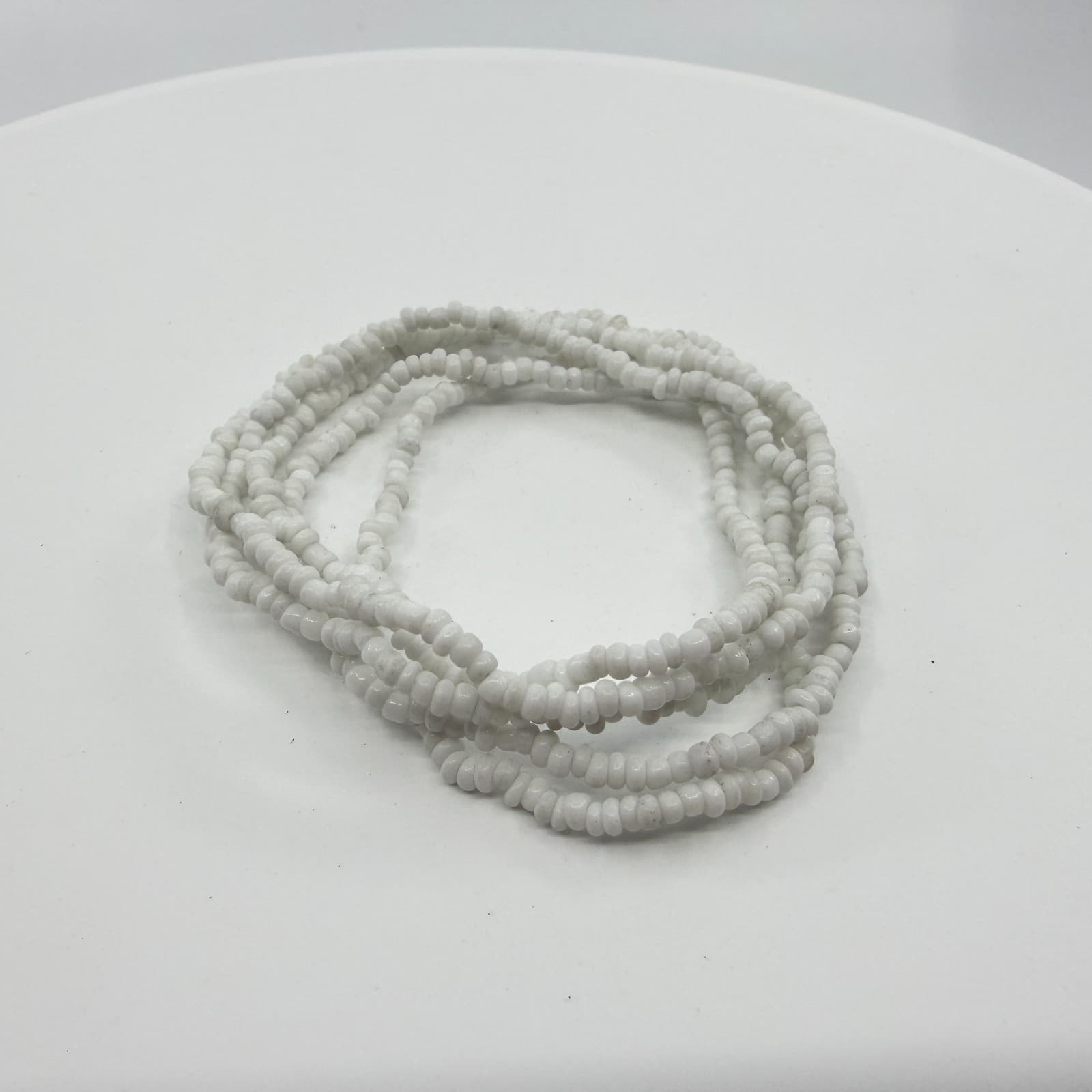 Boho White Seed Bead Multi Strand Layering Stretch Bracelet Minimalist Gift - Thumbnail 7
