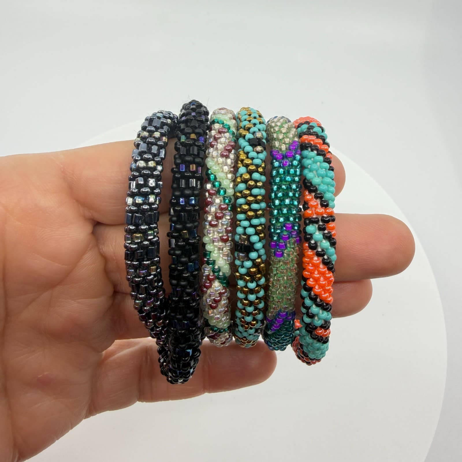 Boho Seed Bead Crochet Bracelet Lot Chunky Stackable Festival Layering Gift - Thumbnail 8