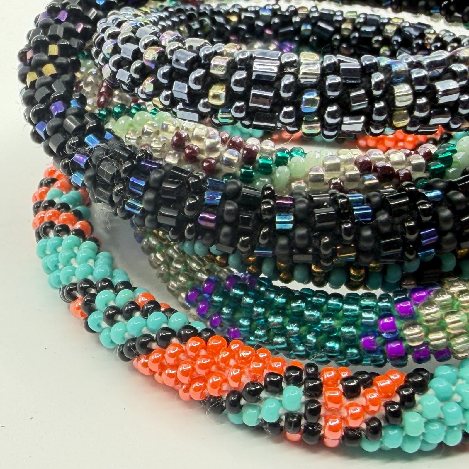 Boho Seed Bead Crochet Bracelet Lot Chunky Stackable Festival Layering Gift - Thumbnail 5