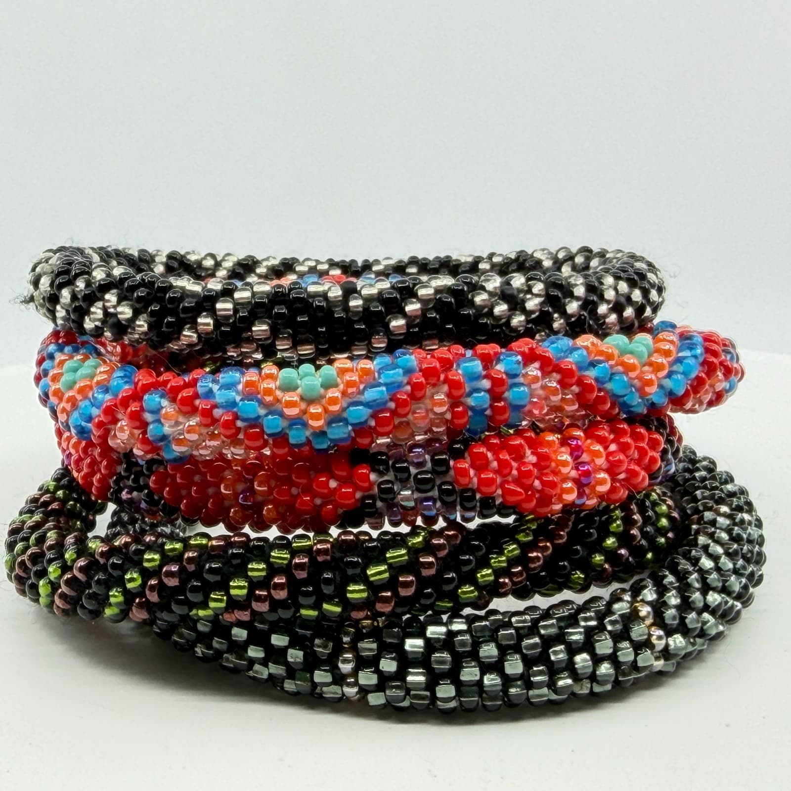 Seed Beads Roll On Bangle Bracelet Stack Colorful Goth Statement Gift Fashion - Thumbnail 7