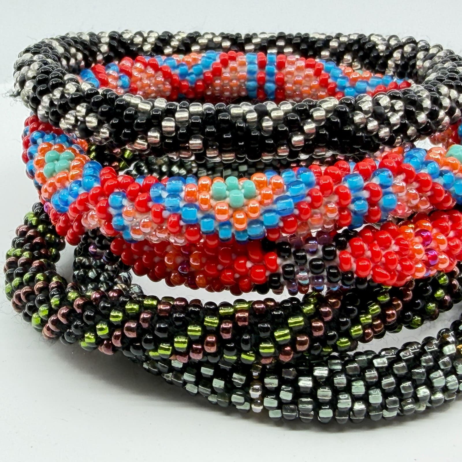 Seed Beads Roll On Bangle Bracelet Stack Colorful Goth Statement Gift Fashion - Thumbnail 3