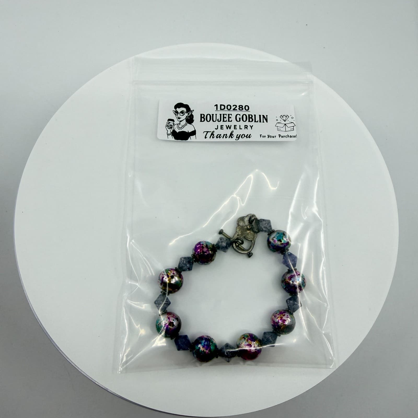 Gothic Festival Chunky Foil Bead Statement Bracelet Boho Y2K Gift Celestial - Thumbnail 9
