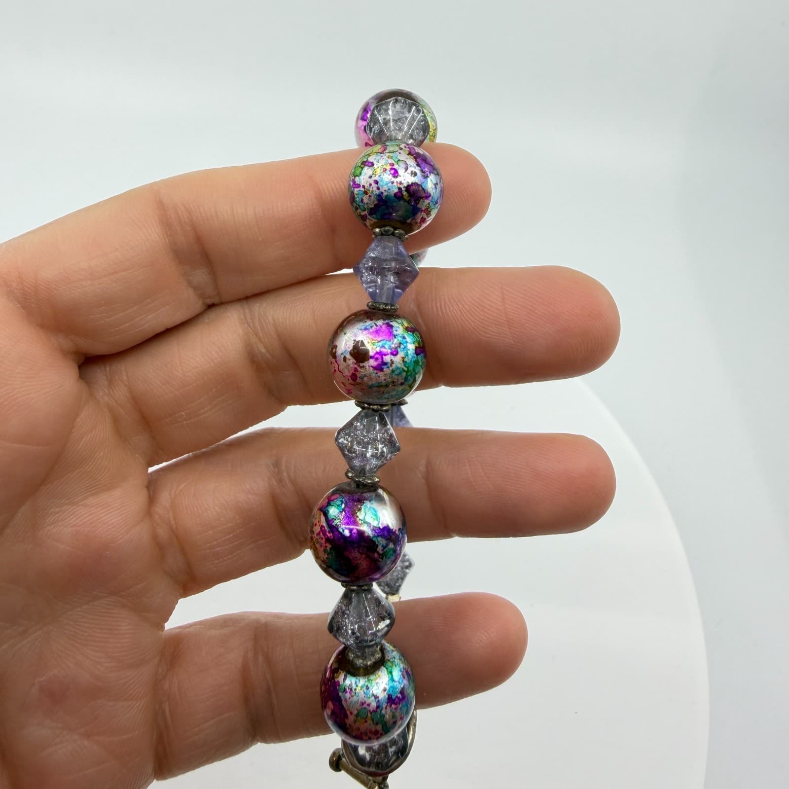 Gothic Festival Chunky Foil Bead Statement Bracelet Boho Y2K Gift Celestial - Thumbnail 6