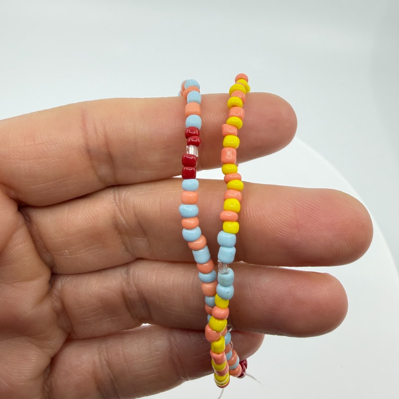 Boho Pastel Seed Bead Anklet Set Layering Festival Beach Summer Jewelry Gift - Thumbnail 7