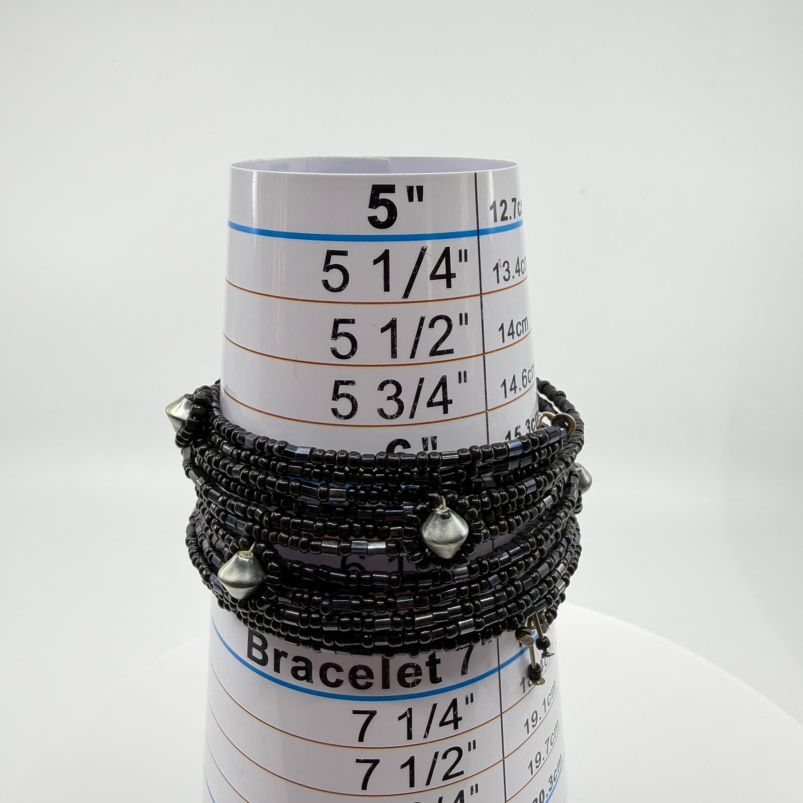 Gothic Black Seed Bead Multi Layer Memory Wire Wrap Cuff Bracelet Festival Gift - Thumbnail 8