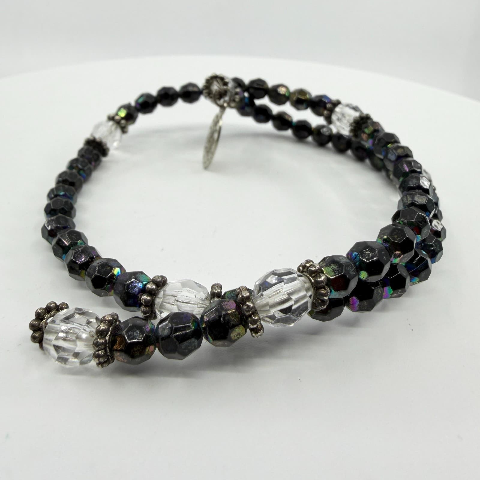 Gothic Black Iridescent Wrap Bracelet Celestial Beaded Crystal Statement Gift - Thumbnail 3