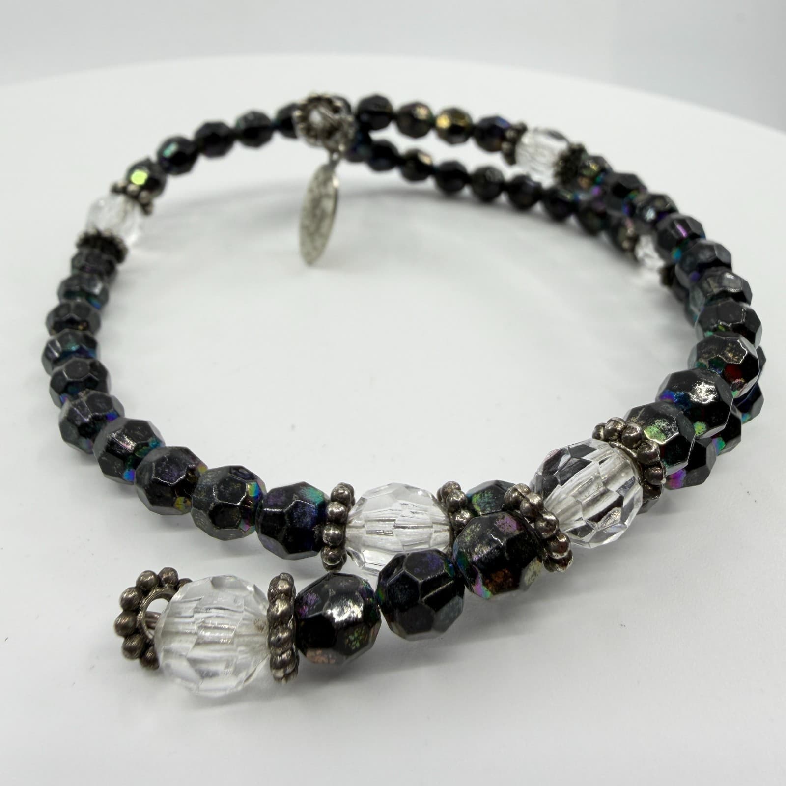 Gothic Black Iridescent Wrap Bracelet Celestial Beaded Crystal Statement Gift - Thumbnail 4