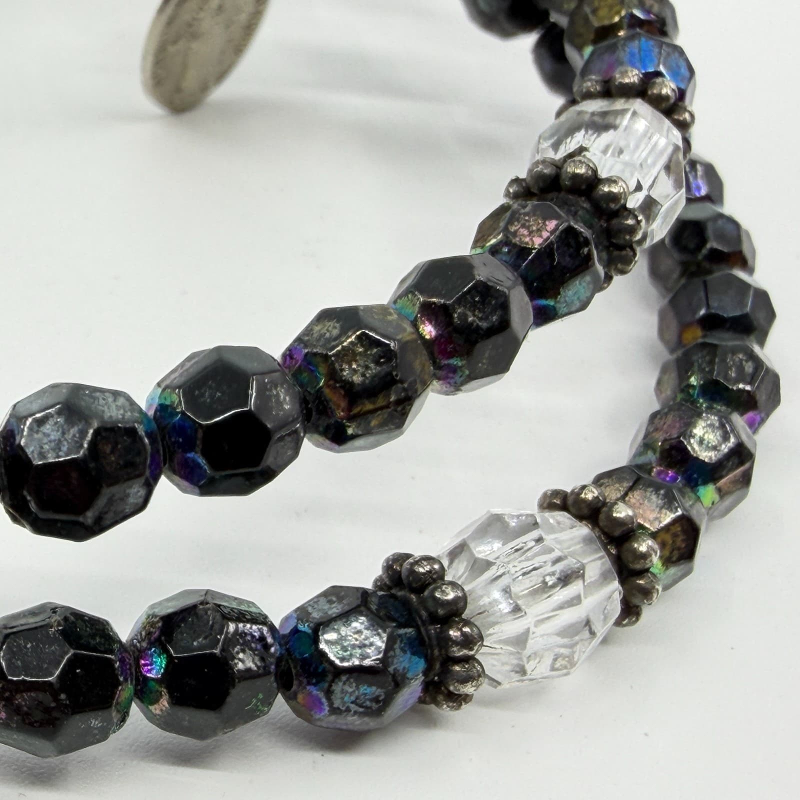 Gothic Black Iridescent Wrap Bracelet Celestial Beaded Crystal Statement Gift - Thumbnail 6