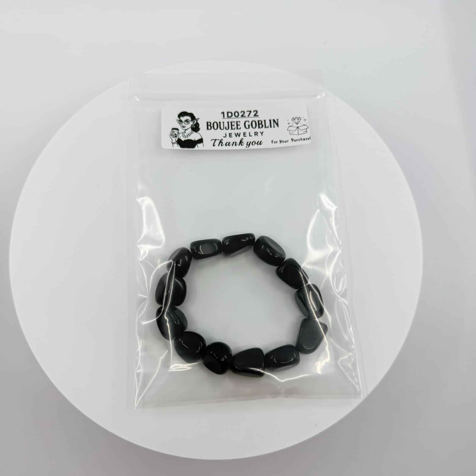 Gothic Black Onyx Obsidian Nugget Stretch Bracelet Chunky Statement Gift Classic - Thumbnail 8