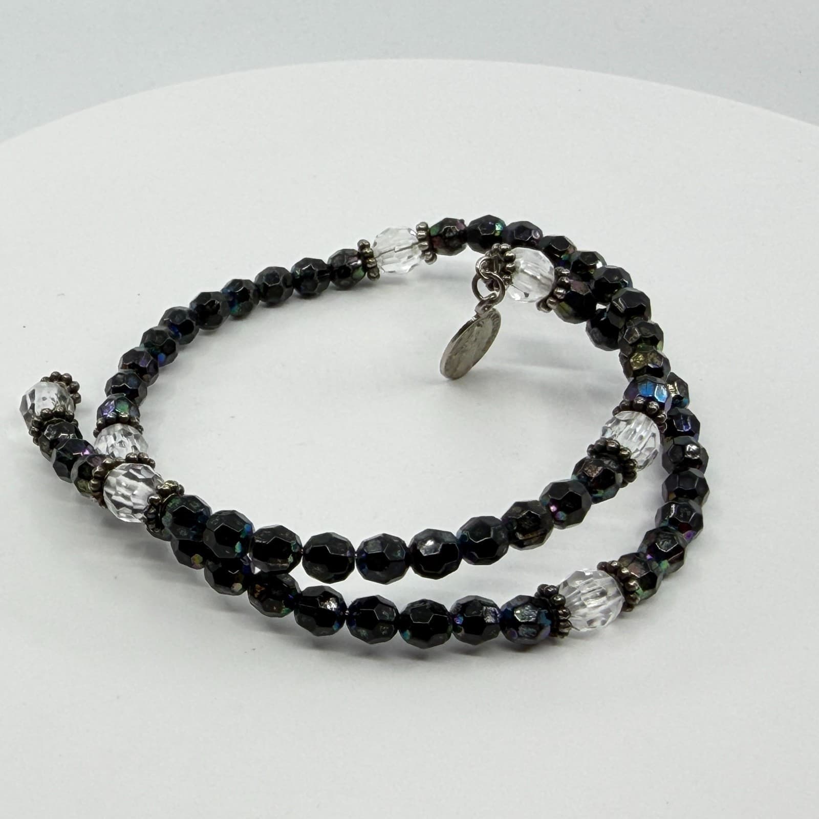 Gothic Black Iridescent Wrap Bracelet Celestial Beaded Crystal Statement Gift - Thumbnail 7