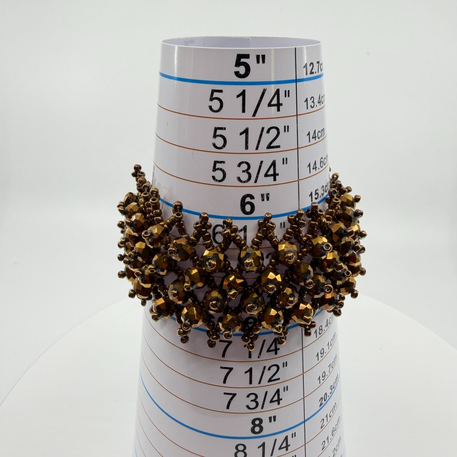 Boho Bronze Tone Beaded Cuff Bracelet Statement Chunky Layering Cottagecore Gift - Thumbnail 9