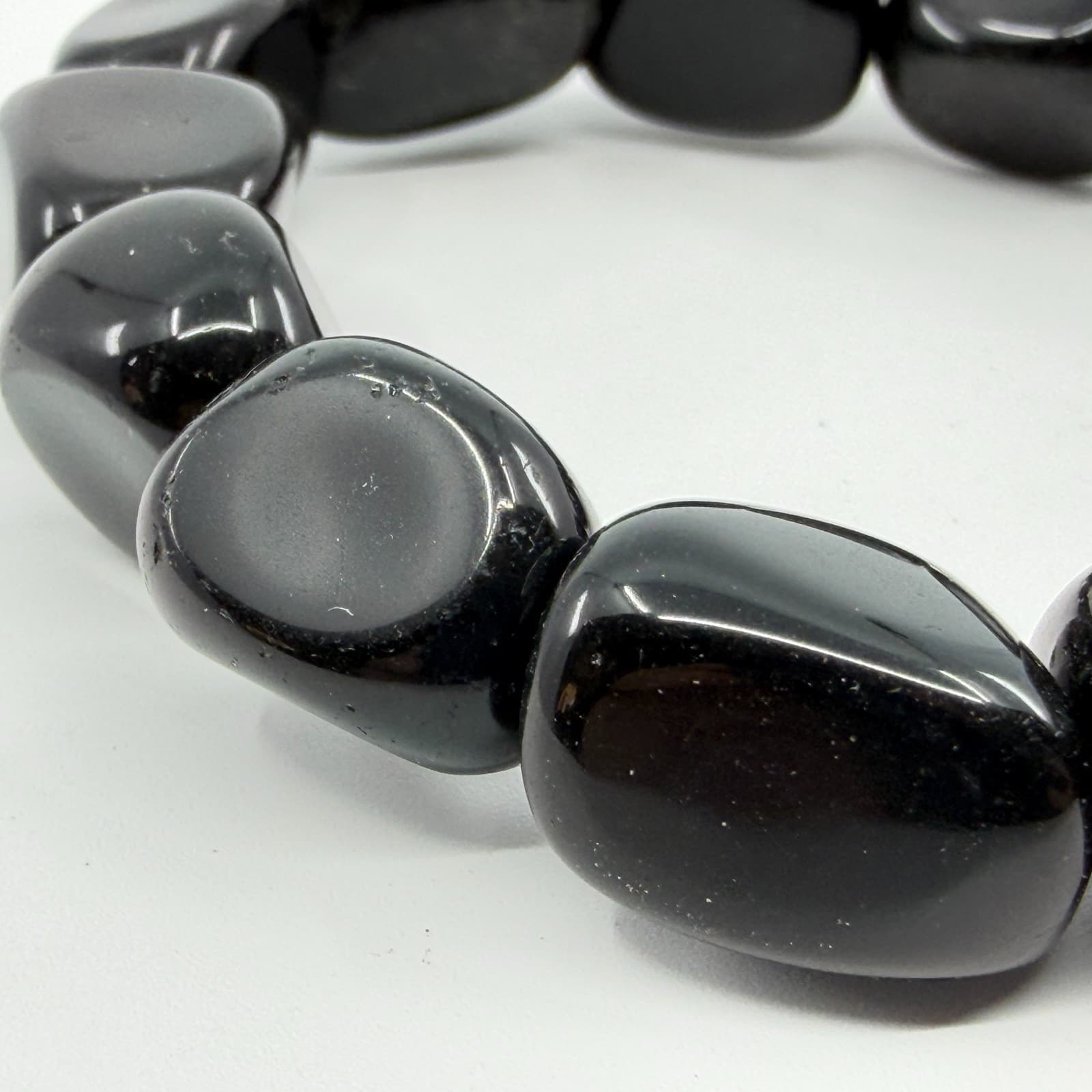 Gothic Black Onyx Obsidian Nugget Stretch Bracelet Chunky Statement Gift Classic - Thumbnail 3