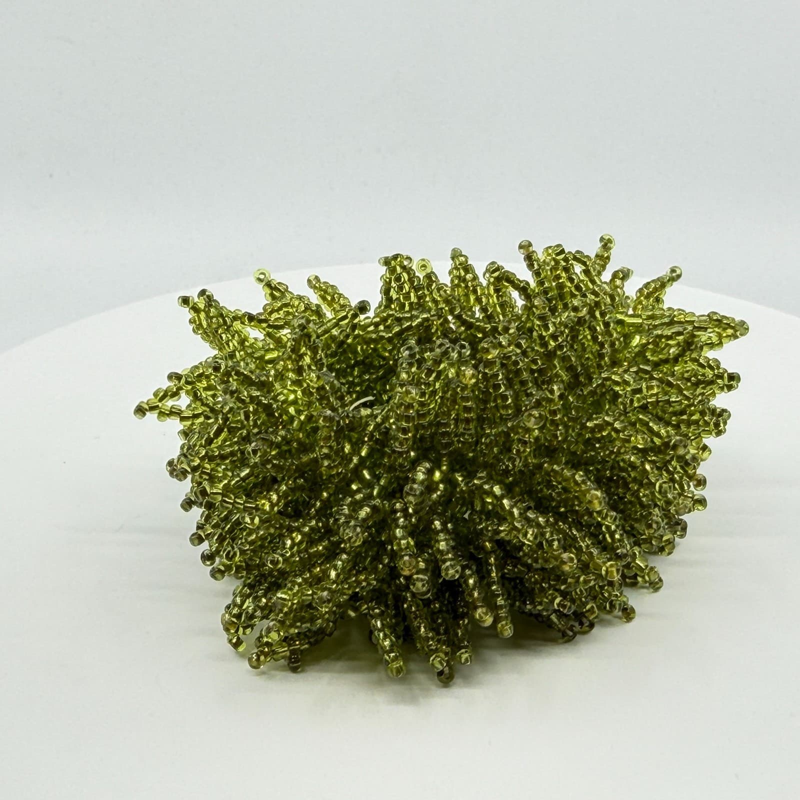 Chunky Olive Green Seed Bead Shag Bracelet Statement Boho Festival Layering Gift - Thumbnail 5
