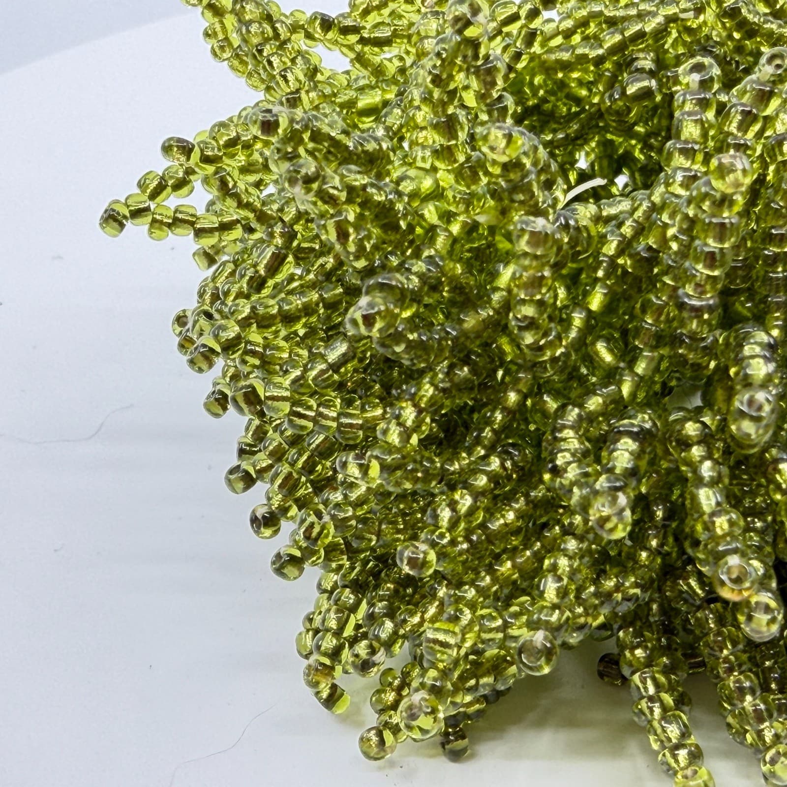 Chunky Olive Green Seed Bead Shag Bracelet Statement Boho Festival Layering Gift - Thumbnail 2
