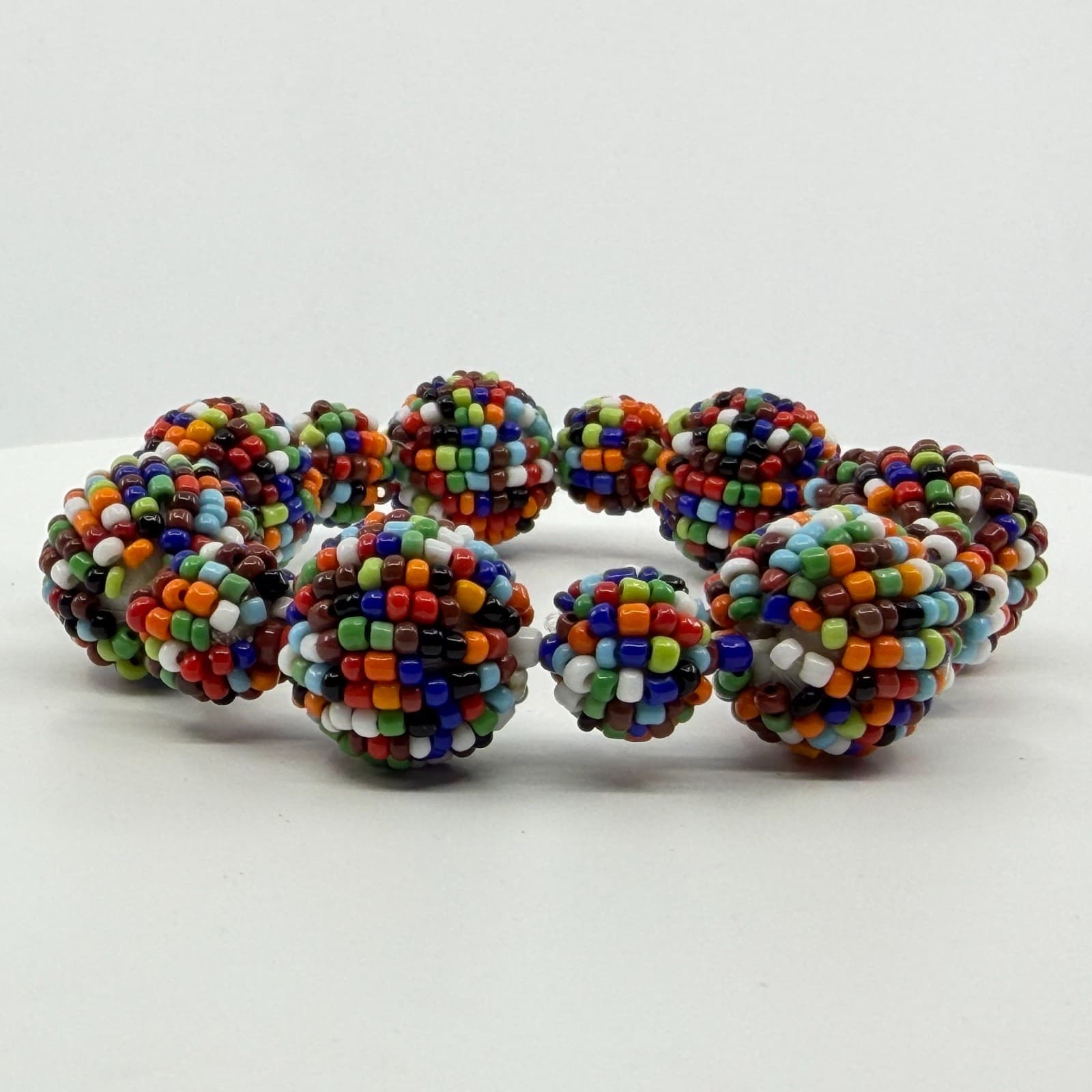 Boho Multi Color Seed Bead Ball Stretch Bracelet Statement Festival Gift Y2K - Thumbnail 7