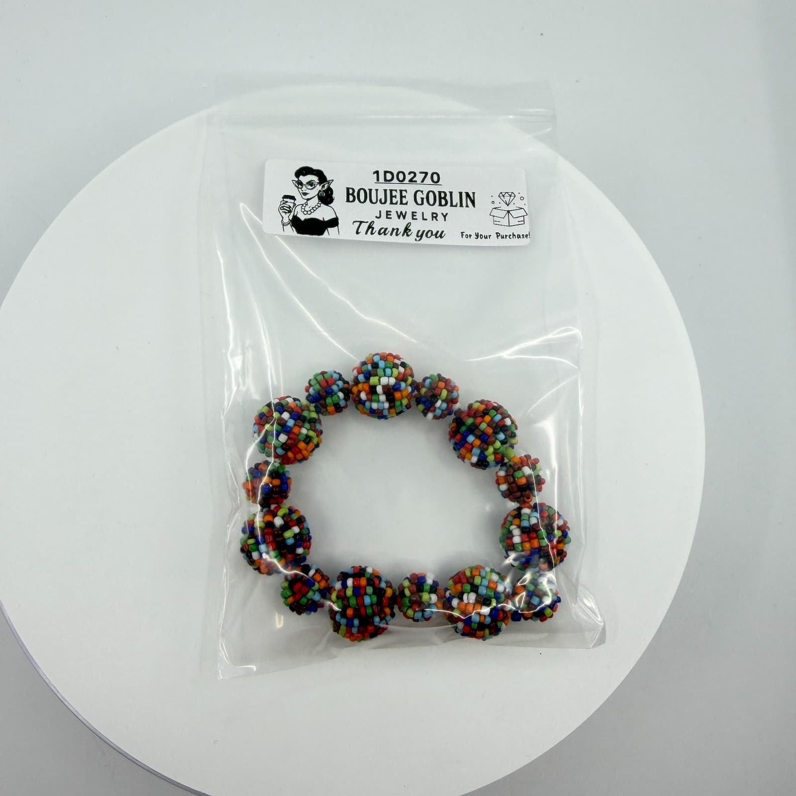 Boho Multi Color Seed Bead Ball Stretch Bracelet Statement Festival Gift Y2K - Thumbnail 9