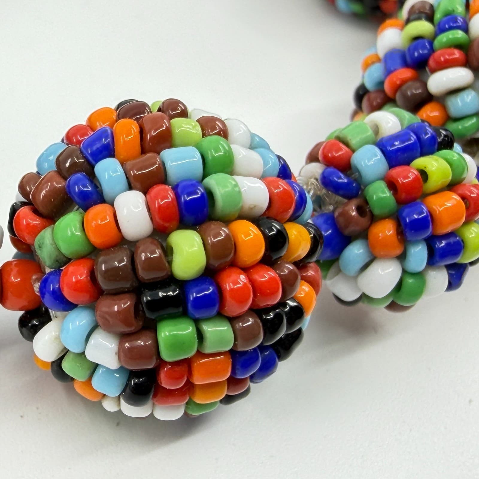 Boho Multi Color Seed Bead Ball Stretch Bracelet Statement Festival Gift Y2K - Thumbnail 5