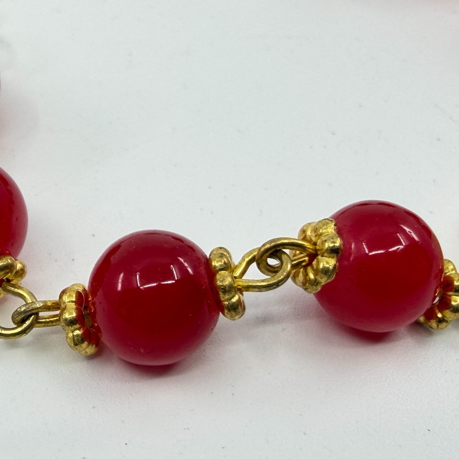 Red Agate Jade Carved Bunny Charm Bracelet Gold Tone Chinese New Year Gift - Thumbnail 4